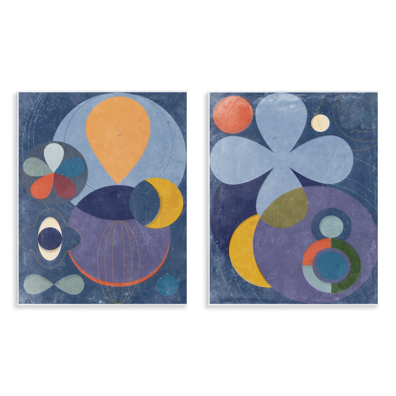 Stupell Industries Retro Mixed Shapes 2pc Wall Plaque Art Set Design by Victoria Barnes